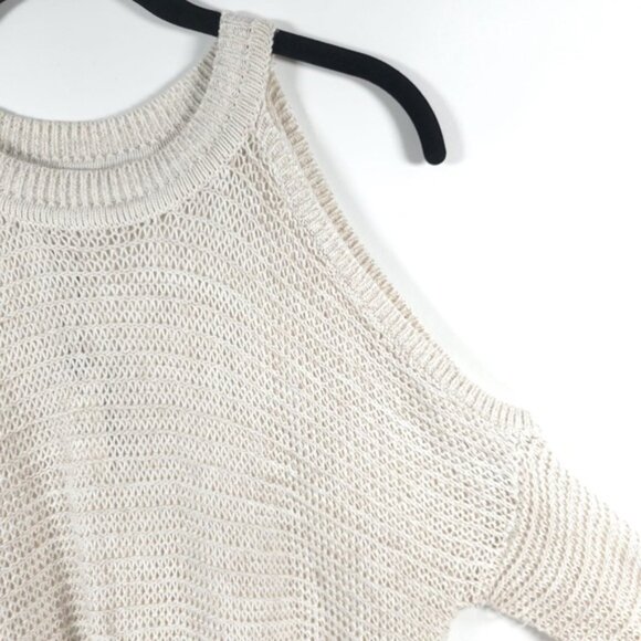 NWT EXPRESS Open Knit Bare Shoulder Pullover Sweater High Low Rolled Cuffs SMALL - Picture 8 of 12
